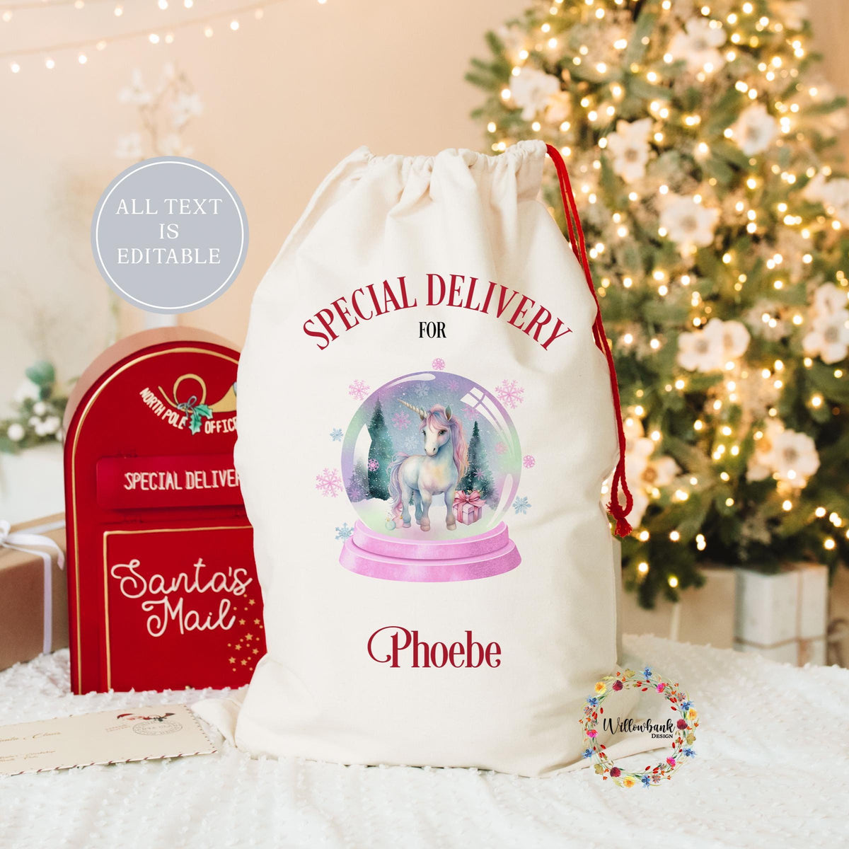 Personalised Unicorn Christmas Sack l Xmas Sack l Christmas Eve l Xmas Tree l Baby Christmas l First Christmas l Kids Christmas