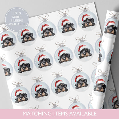 Miniature Schnauzer Christmas Wrapping Paper l Gift Wrap l Dog Xmas Paper l Christmas Bauble l Dog Lover l Dog Mama l White Schnauzer