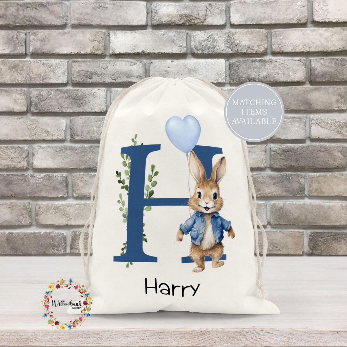Personalised Bunny Rabbit Drawstring Bag l Gym Bag l PE Bag l Back To School l Nursery Bag l Pre School