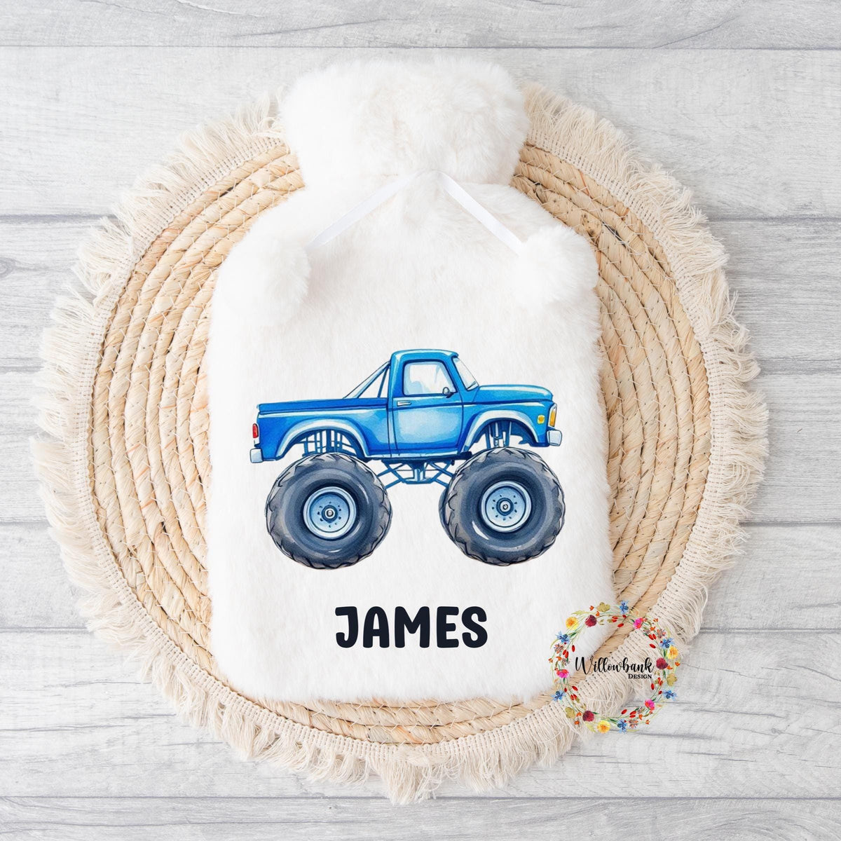 Personalised Hot Water Bottle l Monster Truck l Child Gift l Stocking Filler l Christmas Gift l Birthday Present